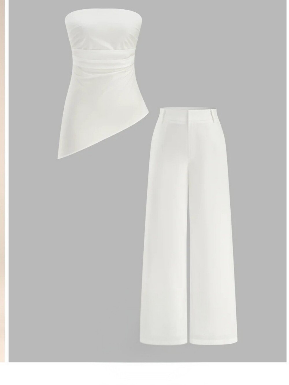 Strapless Asymmetrical Ruched Top & Pants Set - Picture 2 of 3